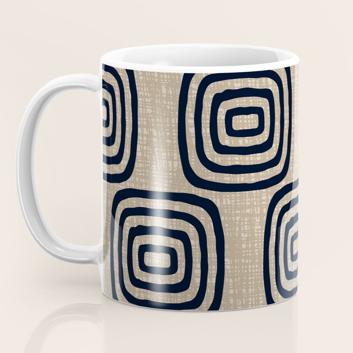 Mud Cloth Concentric Pattern 771 Black and Beige Coffee Mug Gallery Image 3