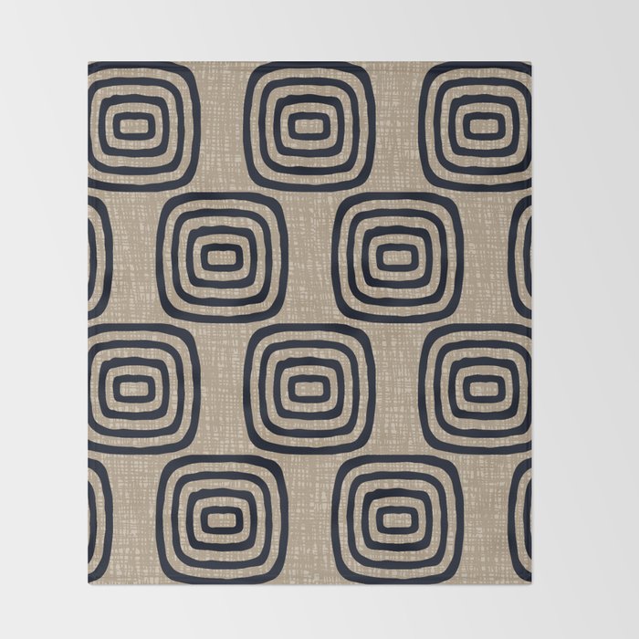 Mud Cloth Concentric Pattern 771 Black and Beige Throw Blanket Gallery Image 2