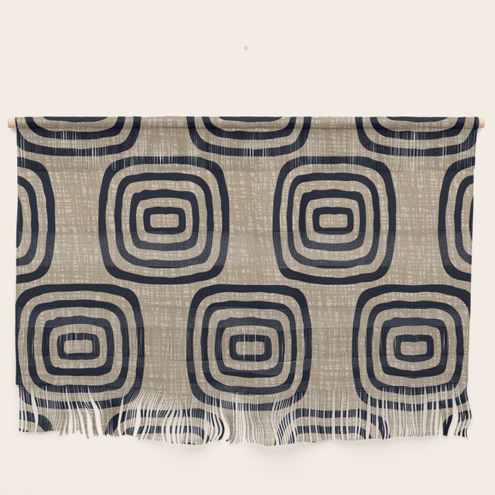 Mud Cloth Concentric Pattern 771 Black and Beige Wall Hanging Gallery Image 1