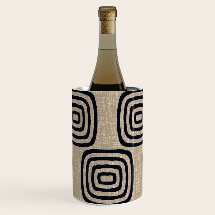 Mud Cloth Concentric Pattern 771 Black and Beige Wine Chiller Gallery Image 1