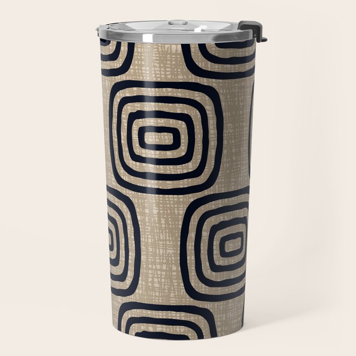 Mud Cloth Concentric Pattern 771 Black and Beige Travel Mug Gallery Image 2