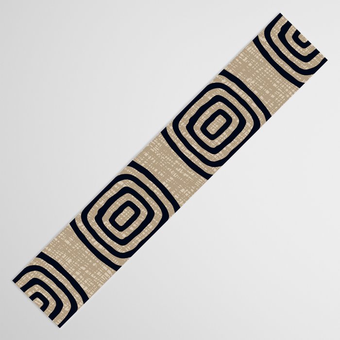 Mud Cloth Concentric Pattern 771 Black and Beige Table Runner Gallery Image 3