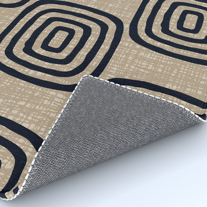 Mud Cloth Concentric Pattern 771 Black and Beige Rug Gallery Image 4