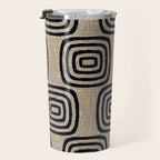 Mud Cloth Concentric Pattern 771 Black and Beige Travel Mug Gallery Image 3