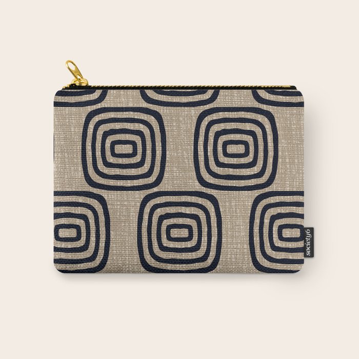 Mud Cloth Concentric Pattern 771 Black and Beige Carry All Pouch Gallery Image 1