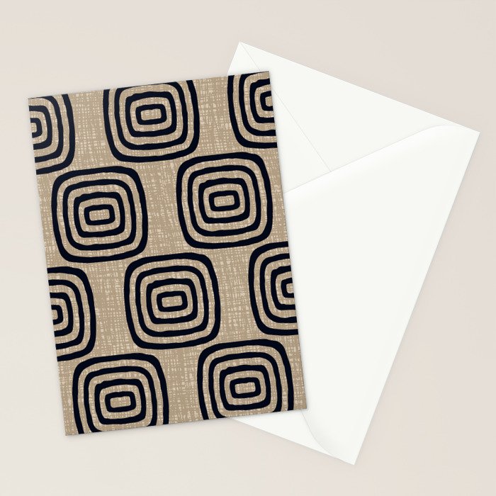 Mud Cloth Concentric Pattern 771 Black and Beige Stationery Card Gallery Image 2