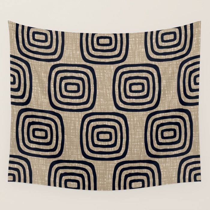 Mud Cloth Concentric Pattern 771 Black and Beige Wall Tapestry Gallery Image 4