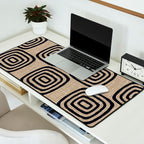Mud Cloth Concentric Pattern 771 Black and Beige Desk Mat Gallery Image 2