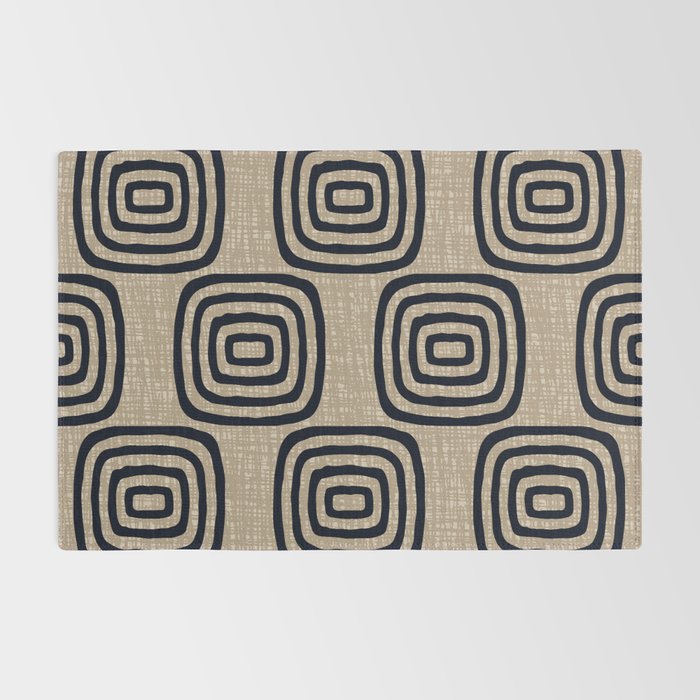Mud Cloth Concentric Pattern 771 Black and Beige Rug Gallery Image 2
