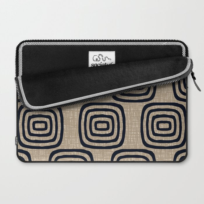 Mud Cloth Concentric Pattern 771 Black and Beige Laptop Sleeve Gallery Image 2