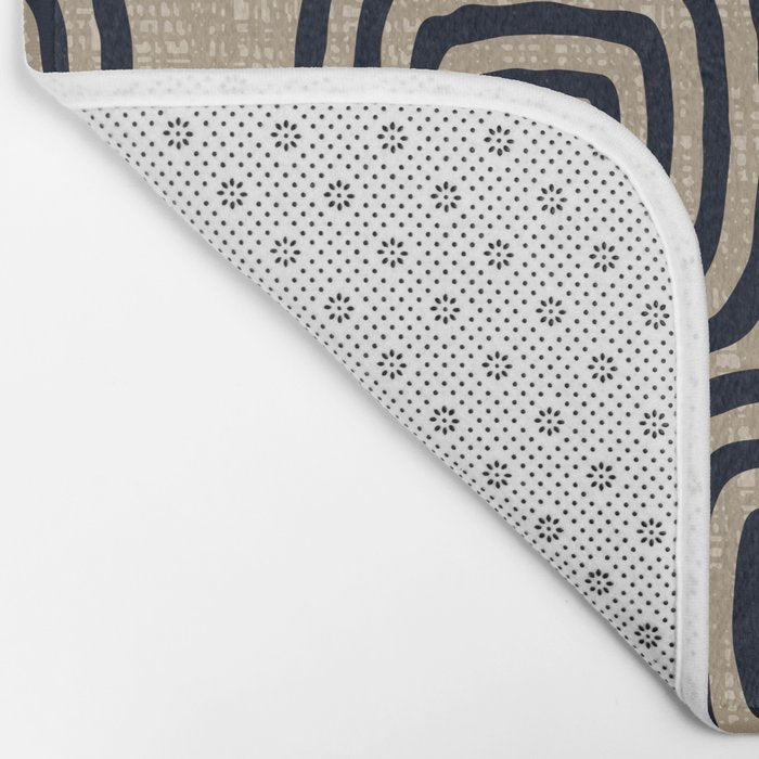 Mud Cloth Concentric Pattern 771 Black and Beige Bath Mat Gallery Image 2
