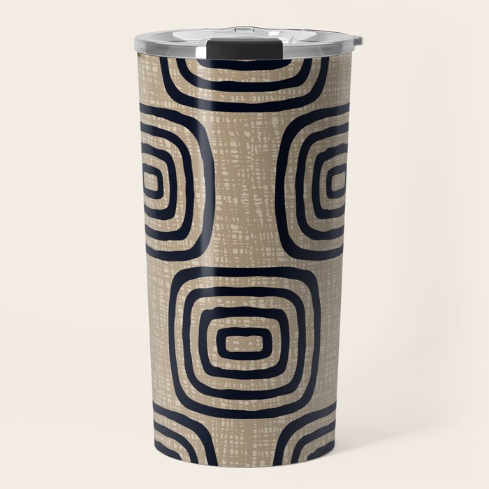 Mud Cloth Concentric Pattern 771 Black and Beige Travel Mug Gallery Image 1