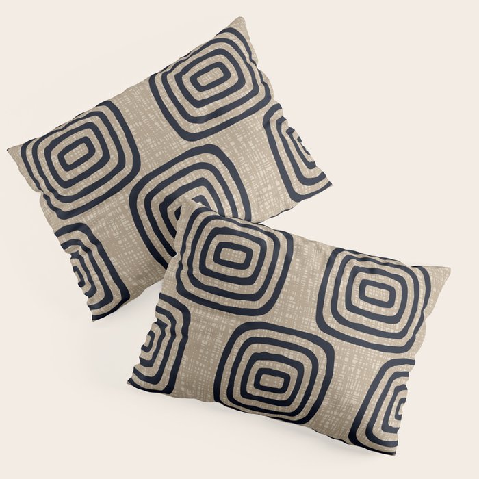 Mud Cloth Concentric Pattern 771 Black and Beige Pillow Sham Gallery Image 1