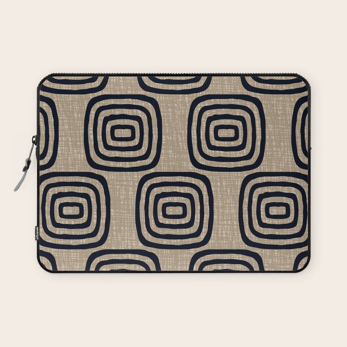 Mud Cloth Concentric Pattern 771 Black and Beige Laptop Sleeve Gallery Image 1