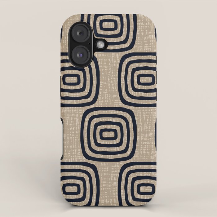 Mud Cloth Concentric Pattern 771 Black and Beige iPhone Case Gallery Image 1