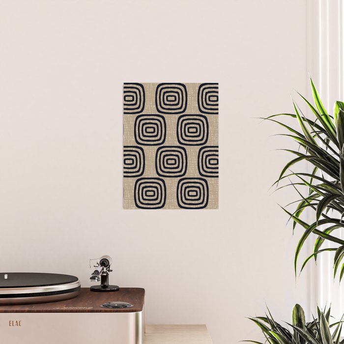 Mud Cloth Concentric Pattern 771 Black and Beige Poster Gallery Image 2