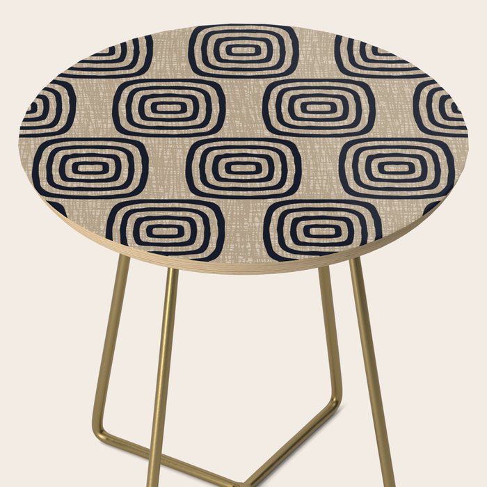 Mud Cloth Concentric Pattern 771 Black and Beige Side Table Gallery Image 2