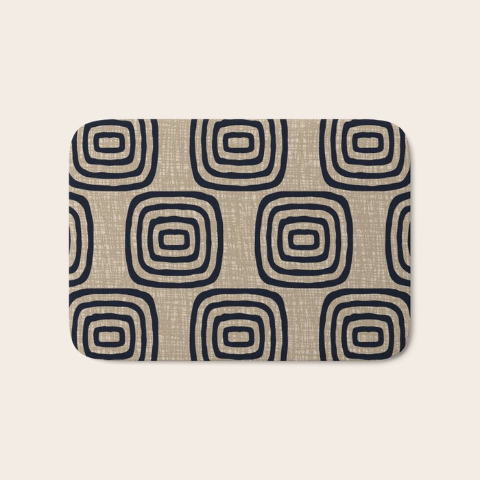 Mud Cloth Concentric Pattern 771 Black and Beige Bath Mat Gallery Image 1