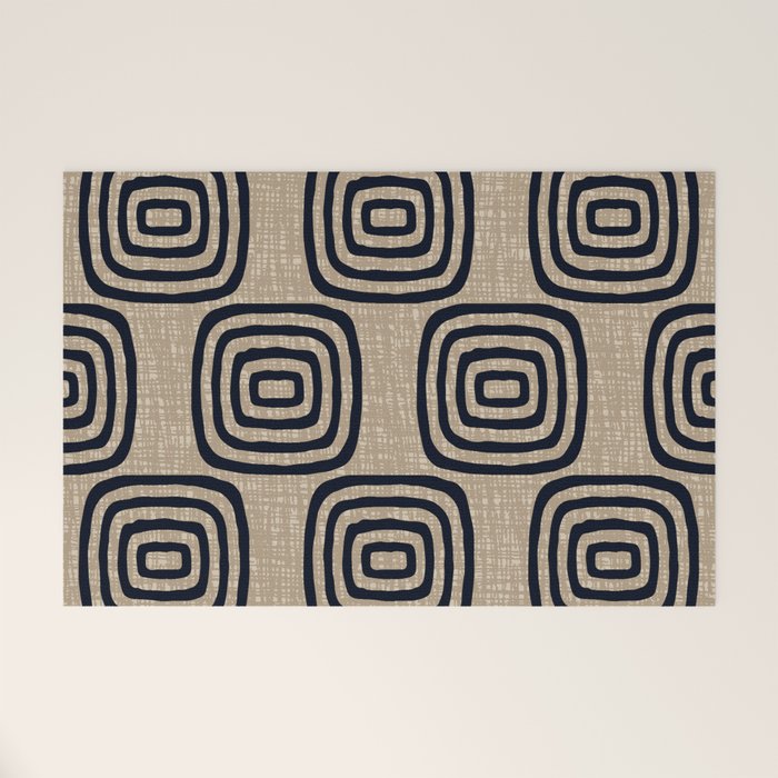 Mud Cloth Concentric Pattern 771 Black and Beige Welcome Mat Gallery Image 1