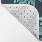 Floral Chrysanthemum Modern Navy Aqua Bath Mat Gallery Image 2