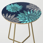Floral Chrysanthemum Modern Navy Aqua Side Table Gallery Image 2
