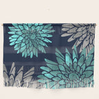 Floral Chrysanthemum Modern Navy Aqua Wall Hanging Gallery Image 1