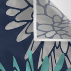 Floral Chrysanthemum Modern Navy Aqua Wall Tapestry Gallery Image 3