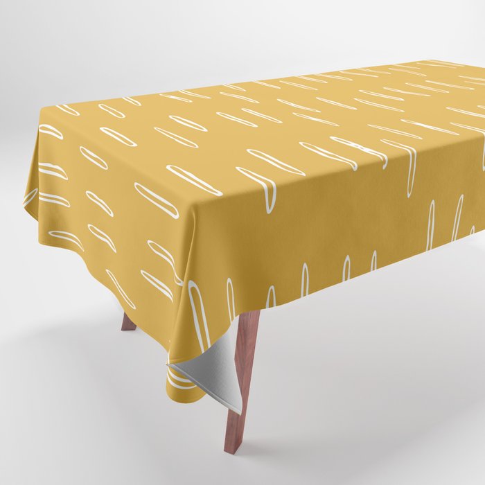 Raindrop Abstract Boho Pattern, Yellow Tablecloth Gallery Image 1