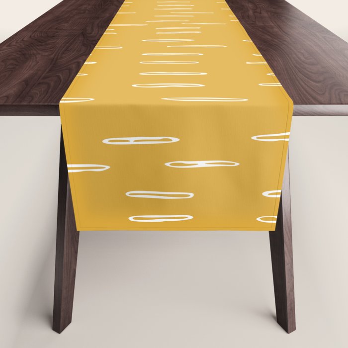 Raindrop Abstract Boho Pattern, Yellow Table Runner Gallery Image 1