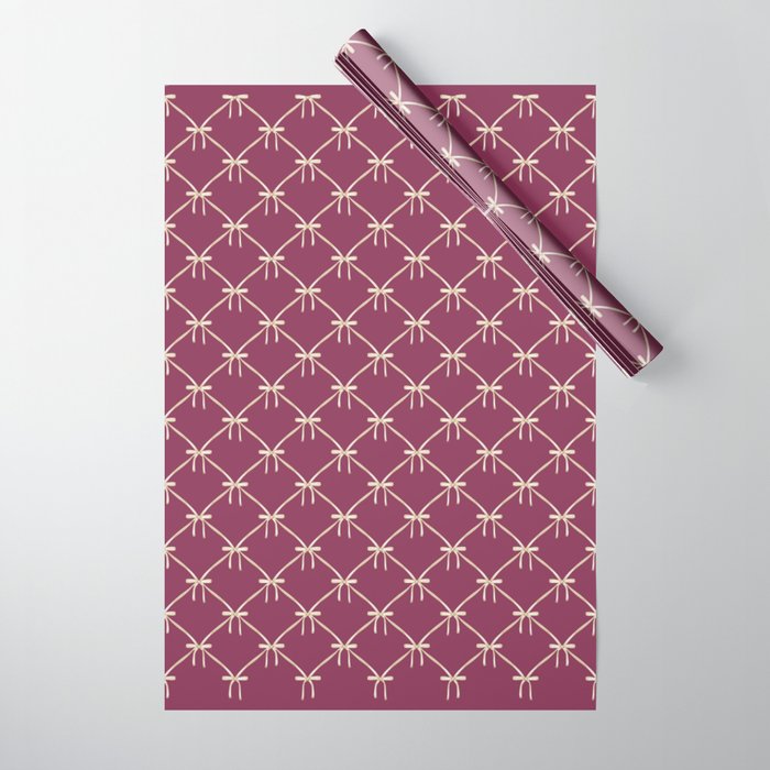 Bows & Ribbons Pattern XXXIII Plum Purple Wrapping Paper Gallery Image 1