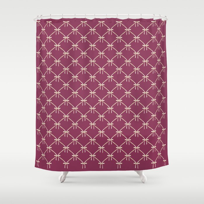Bows & Ribbons Pattern XXXIII Plum Purple Shower Curtain Gallery Image 1