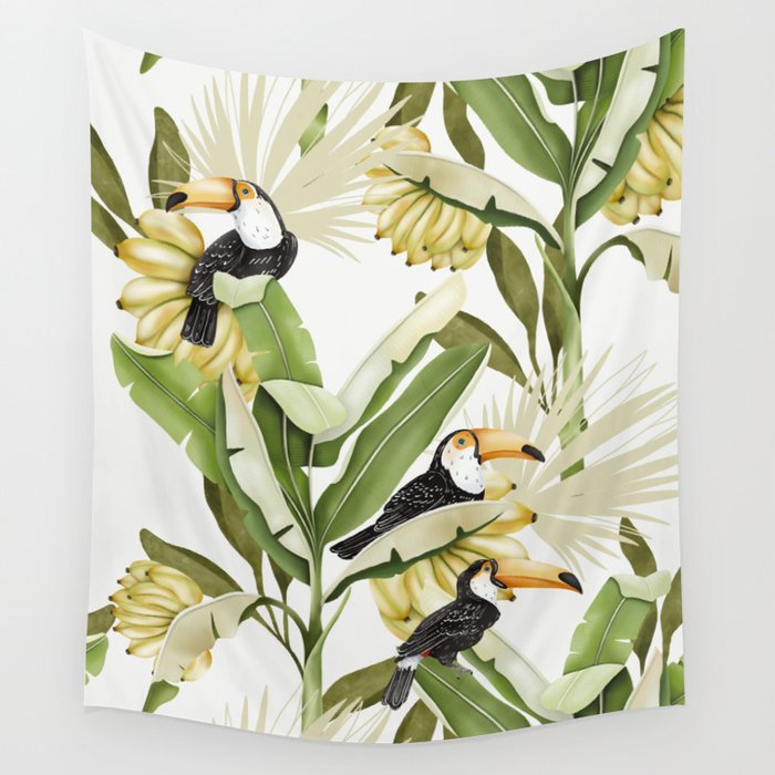 Toucans in Banana Plantation N Wall Tapestry Gallery Image 4