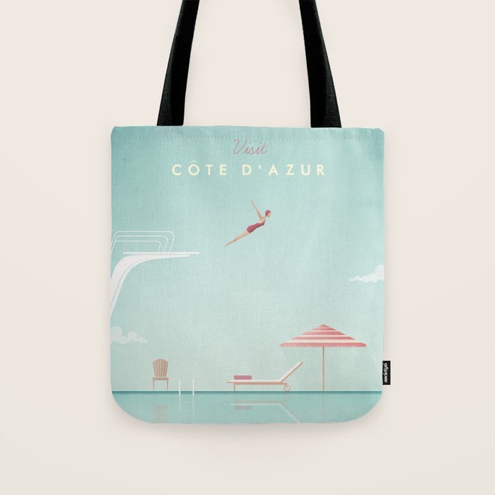 Vintage Côte d'Azur Travel Poster Tote Bag Gallery Image 1