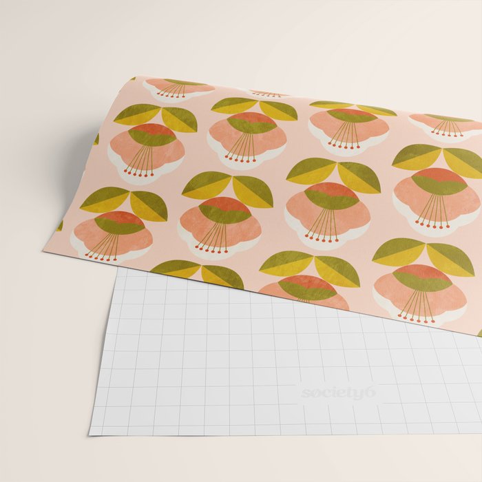 retro midcentury flower pink Wrapping Paper Gallery Image 2