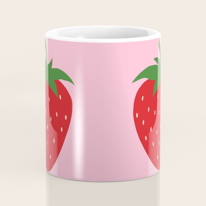 Fruit Market Print Pink Strawberry Print Fruit Art Modern Decor Food Art Abstract Coffee Mug Gallery Image 4
