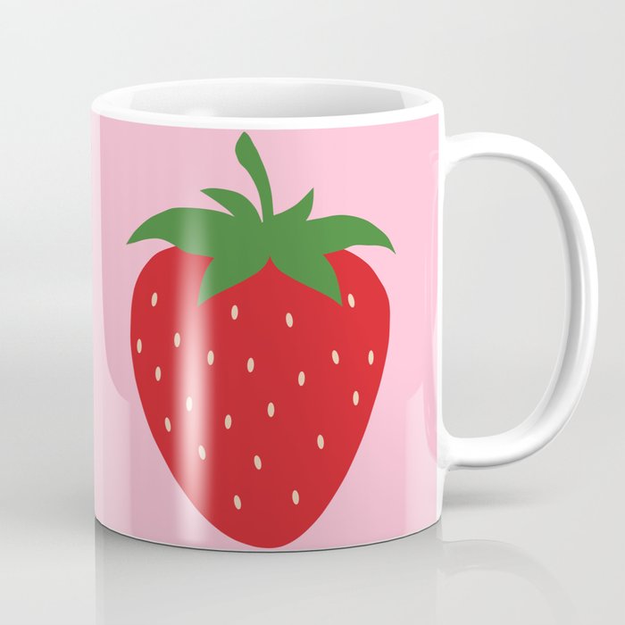 Fruit Market Print Pink Strawberry Print Fruit Art Modern Decor Food Art Abstract Coffee Mug Gallery Image 1
