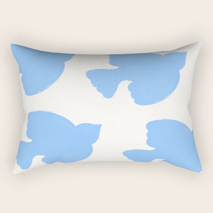 Blue Birds Flying - Painting Rectangular Pillow Gallery Image 1