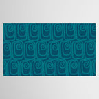 Mid Century Modern Twist 50s 60s Pattern in Moroccan Blue Tone Tablecloth Gallery Image 2