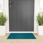 Mid Century Modern Twist 50s 60s Pattern in Moroccan Blue Tone Welcome Mat Gallery Image 3