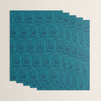 Mid Century Modern Twist 50s 60s Pattern in Moroccan Blue Tone Wrapping Paper Gallery Image 3