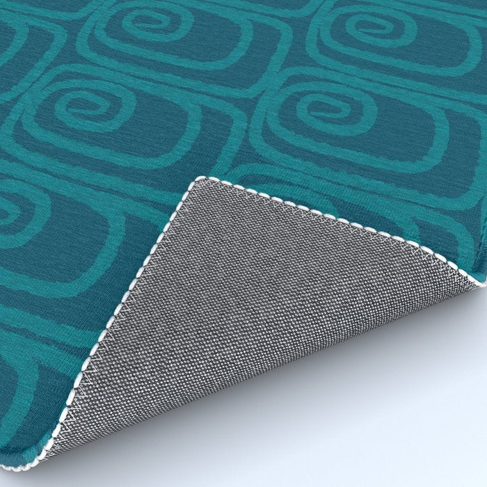 Mid Century Modern Twist 50s 60s Pattern in Moroccan Blue Tone Rug Gallery Image 4
