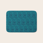 Mid Century Modern Twist 50s 60s Pattern in Moroccan Blue Tone Bath Mat Gallery Image 1