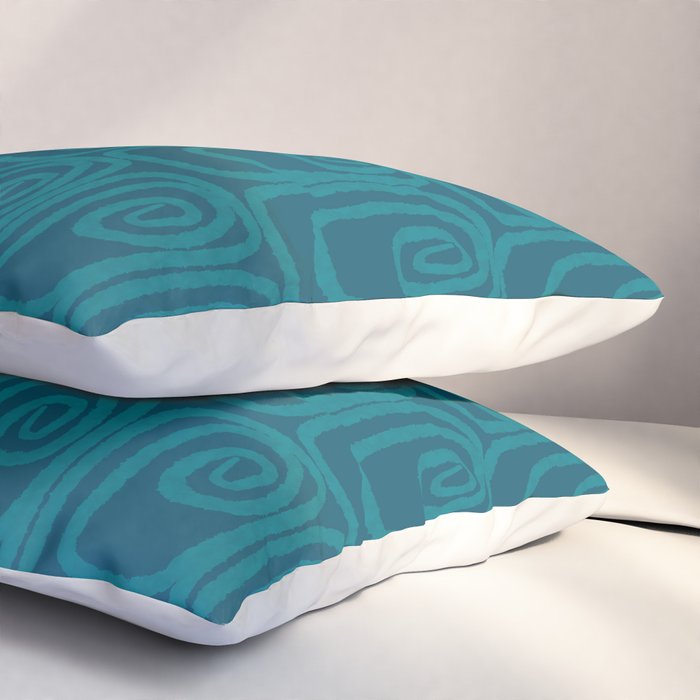 Mid Century Modern Twist 50s 60s Pattern in Moroccan Blue Tone Pillow Sham Gallery Image 3