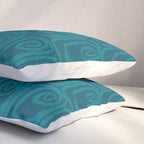 Mid Century Modern Twist 50s 60s Pattern in Moroccan Blue Tone Pillow Sham Gallery Image 3