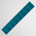 Mid Century Modern Twist 50s 60s Pattern in Moroccan Blue Tone Table Runner Gallery Image 3