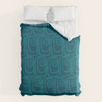 Mid Century Modern Twist 50s 60s Pattern in Moroccan Blue Tone Duvet Cover Gallery Image 6