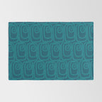 Mid Century Modern Twist 50s 60s Pattern in Moroccan Blue Tone Rug Gallery Image 2