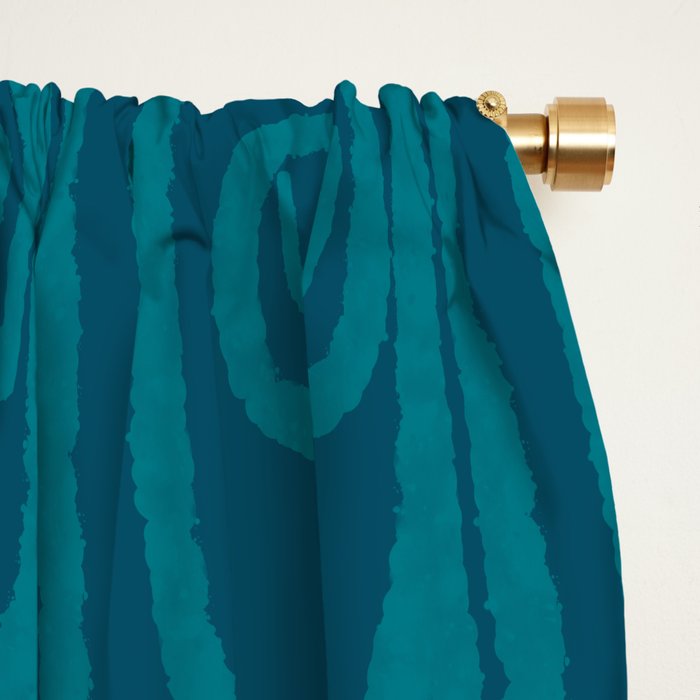 Mid Century Modern Twist 50s 60s Pattern in Moroccan Blue Tone Window Curtain Gallery Image 2