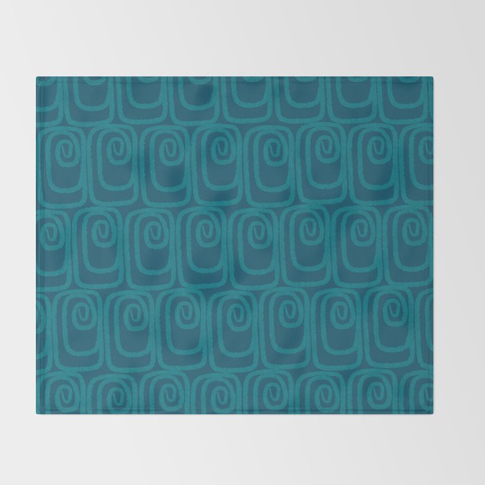 Mid Century Modern Twist 50s 60s Pattern in Moroccan Blue Tone Throw Blanket Gallery Image 2