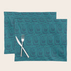 Mid Century Modern Twist 50s 60s Pattern in Moroccan Blue Tone Placemat Gallery Image 1